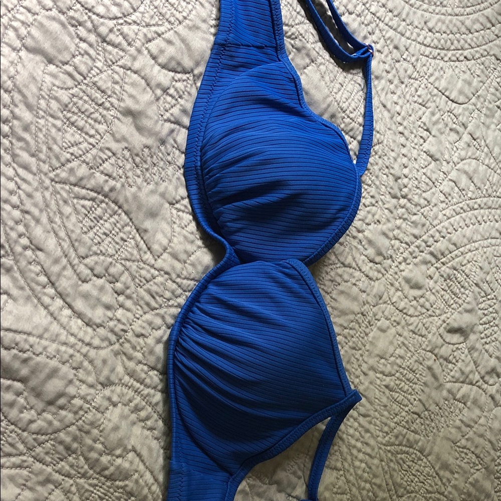 Shade & Shore Royal Blue Ribbed Bikini Top